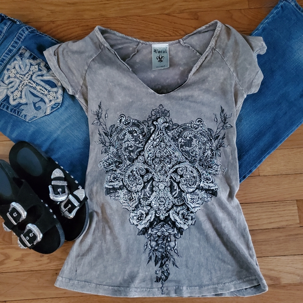 Vocal Mineral Wash French Sleeve Tee